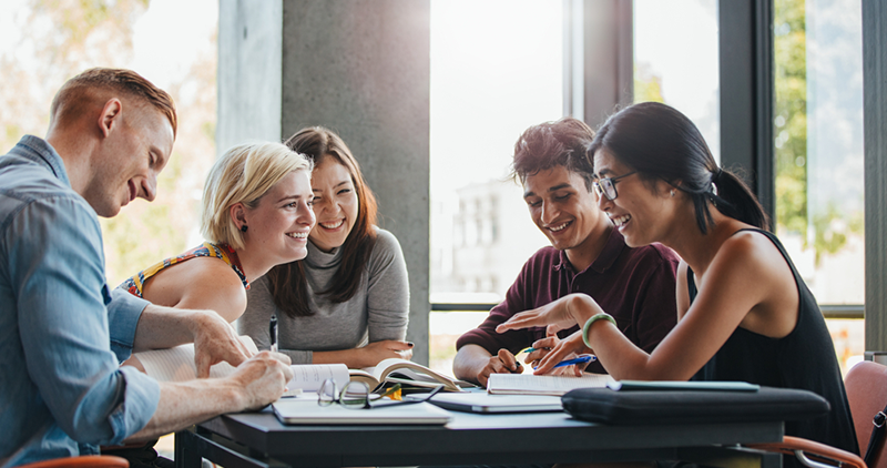 college students studying together