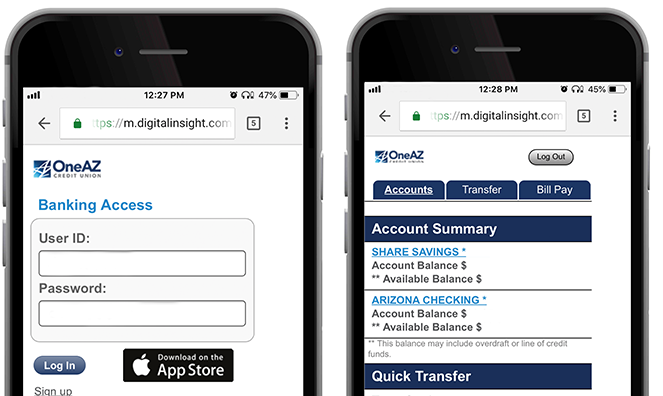 iPhone screenshot of old login pages