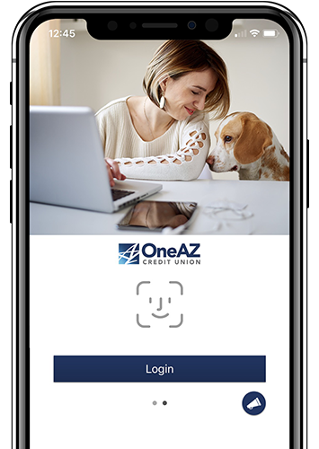 myOneAZcu mobile app featuring Face ID login