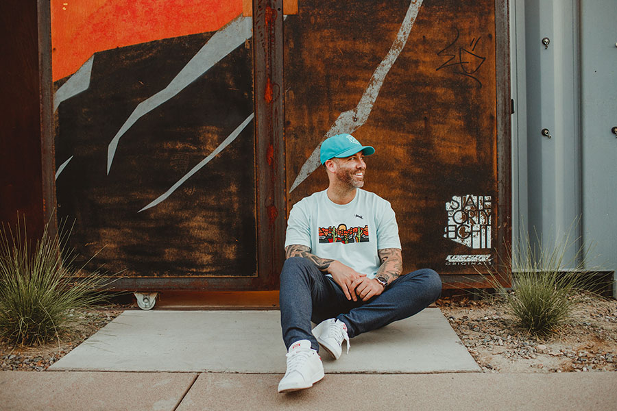 Mike Spangenberg sitting outside the State Forty Eight store in The Churchill in Phoenix