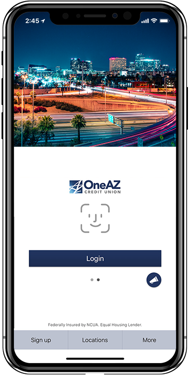 myOneAZcu mobile app with FaceID login