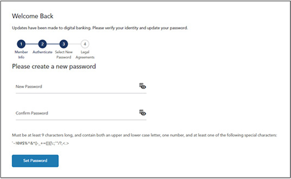 How to: Existing member login - Step 5: Create a new password.