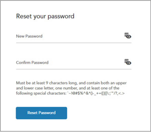 How to: Forgot password - Step 5: Enter a new password and click Reset Password.