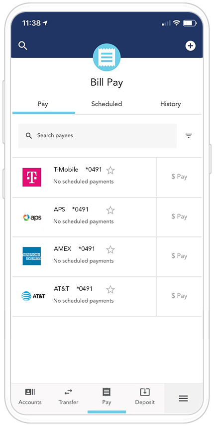 OneAZ Mobile Banking app - Bill Pay