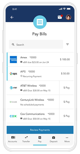 OneAZ mobile app - Pay Bills