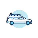 station wagon with surfboard icon