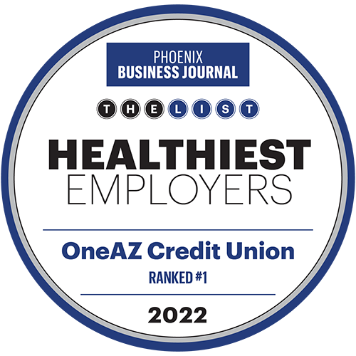 Phoenix Business journal - The List - Healthiest Employers - OneAZ Credit Union Ranked #1 - 2022