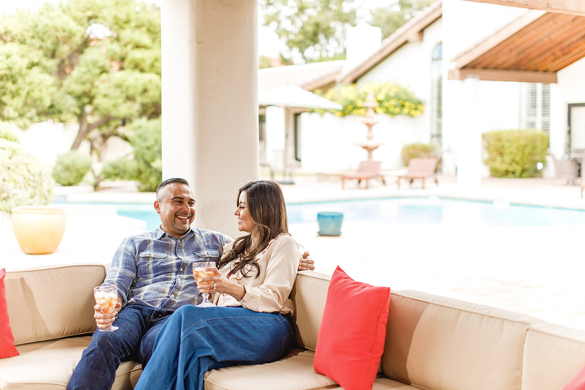 couple enjoying their patio