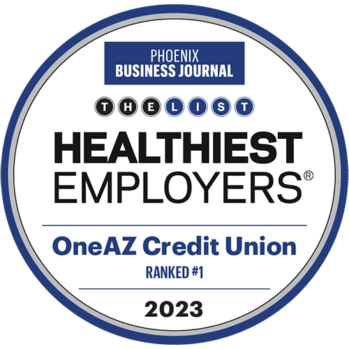 Phoenix Business journal - The List - Healthiest Employers - OneAZ Credit Union Ranked #1 - 2023