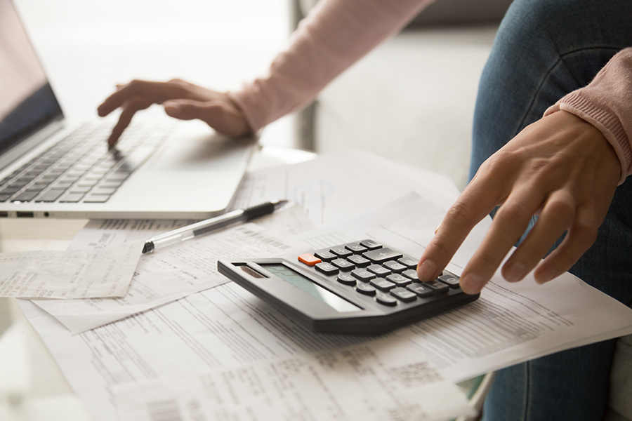 calculator and laptop